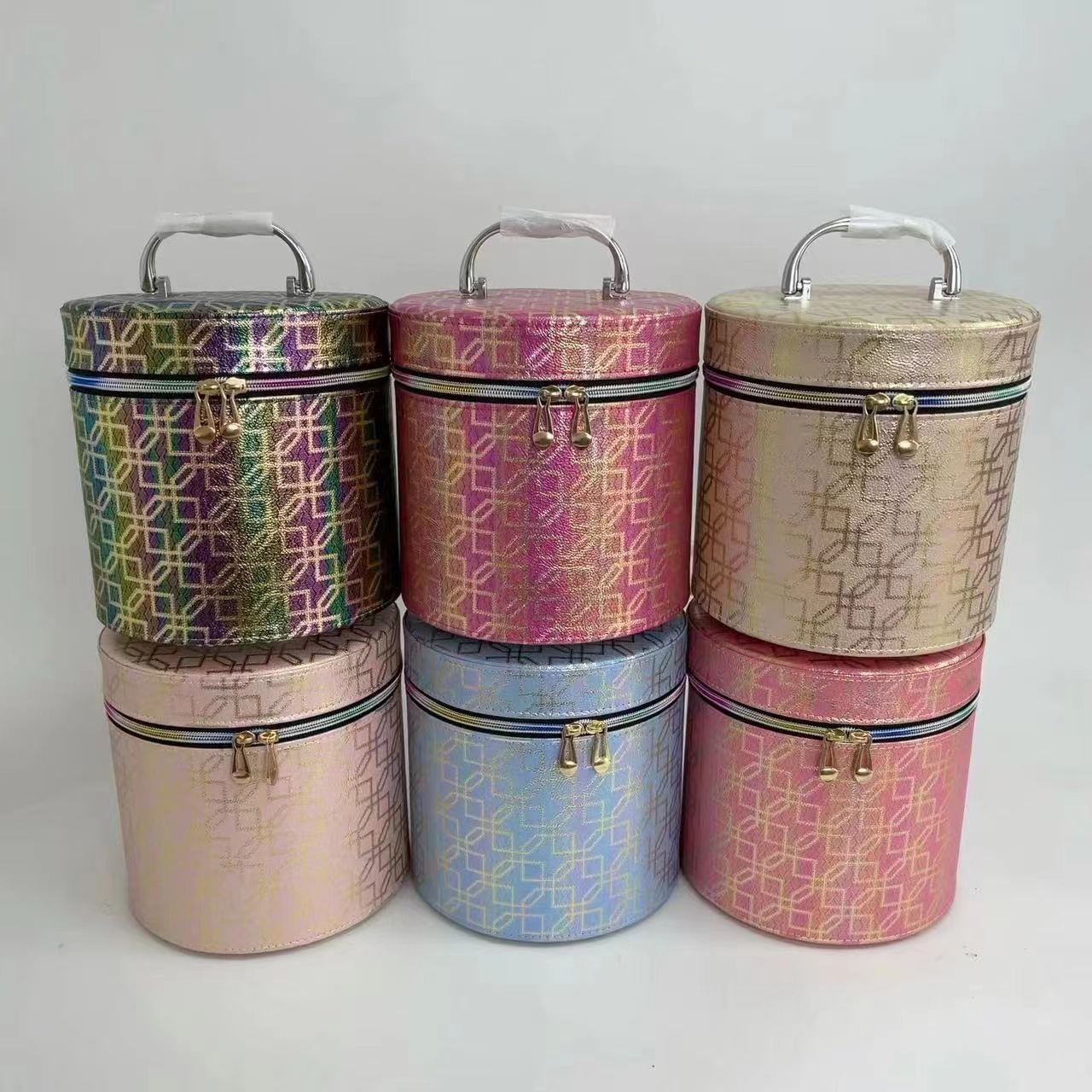 化妆包时尚扎染亮面PU皮防泼水手提化妆箱大容量休闲洋气收纳包详情2