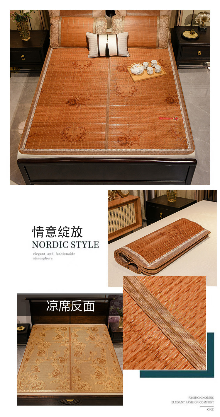Summer bamboo MATS, 1.8 cool MATS, double household ice silk MATS, 1.5 student dormitory single foldable bamboo MATS wholesale pic 32