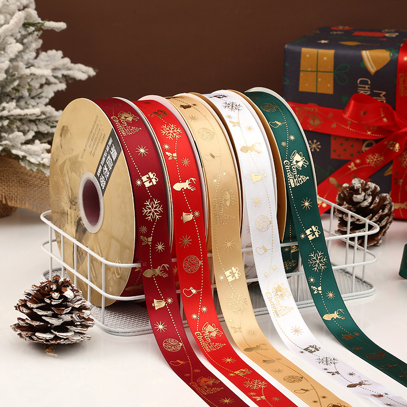 Dingxin Christmas ribbons are in stock and available for wholesale. Snowflake printed polyester ribbons, DIY gift packaging, and bow decoration pic 6