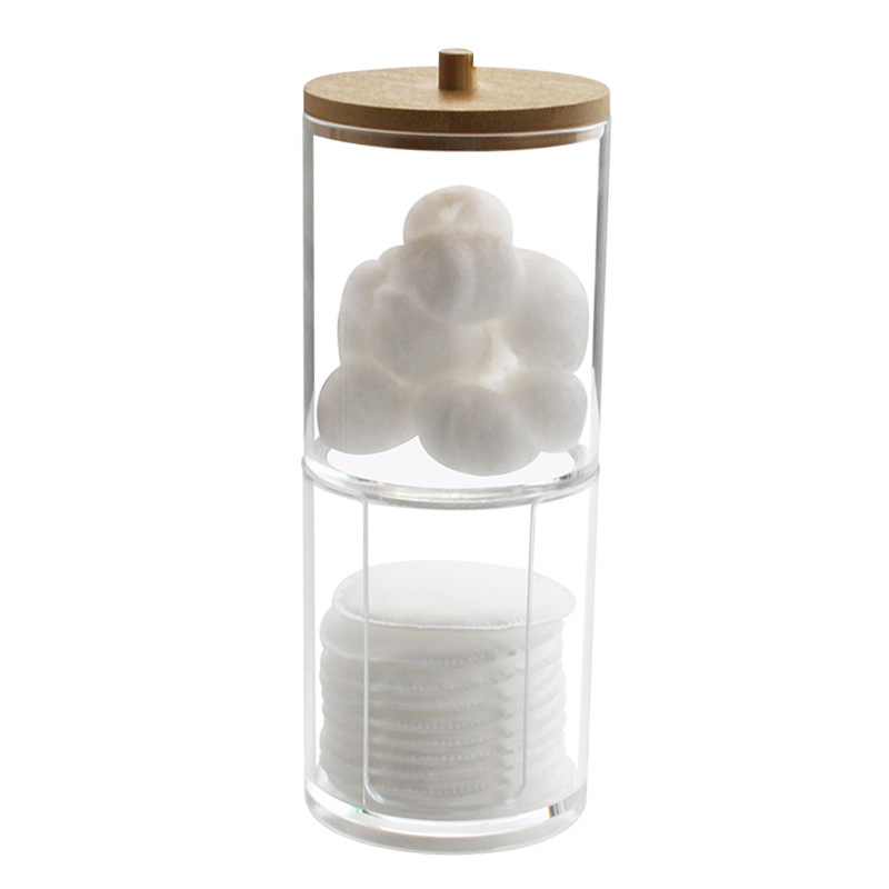 Acrylic cotton pad signature storage box, European-style transparent bamboo lid seasoning box, stackable desktop organization box pic 6