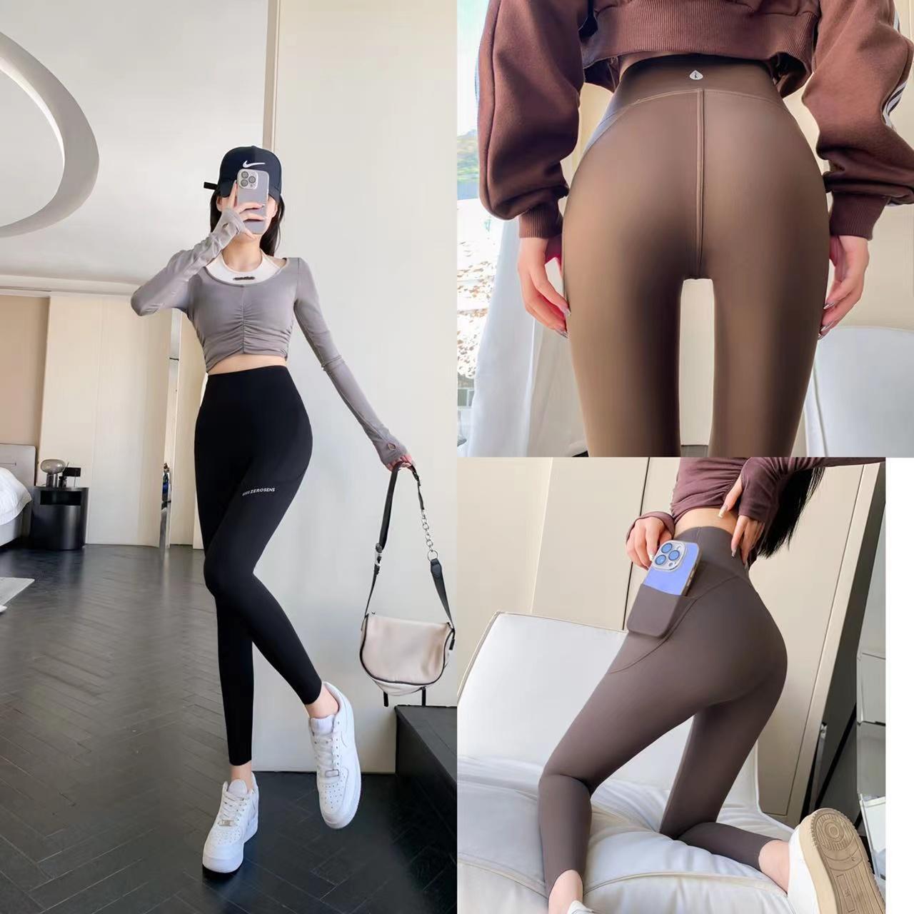 2023口袋瑜伽芭比裤女春夏户外塑形显瘦外穿高腰提臀鲨鱼皮打底裤详情12