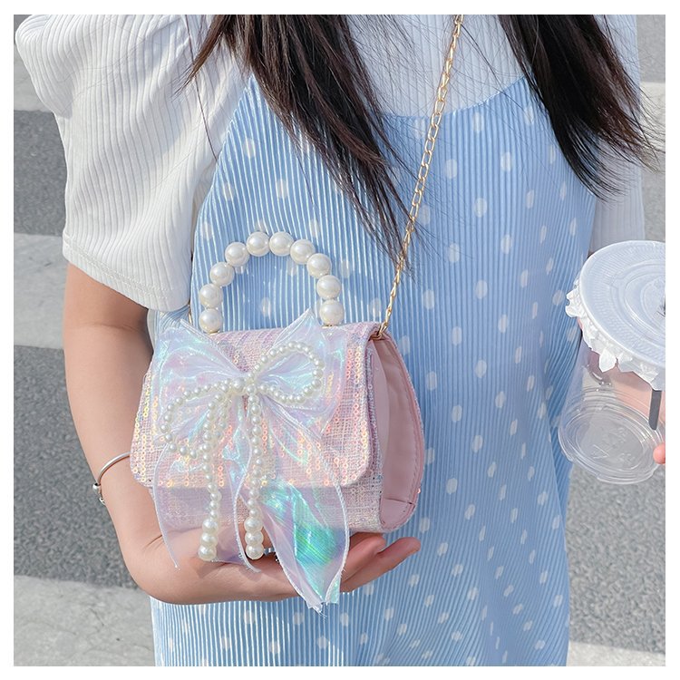 可爱女童斜挎包小香风时尚儿童手提斜背包包公主淑女珍珠包单肩包详情72