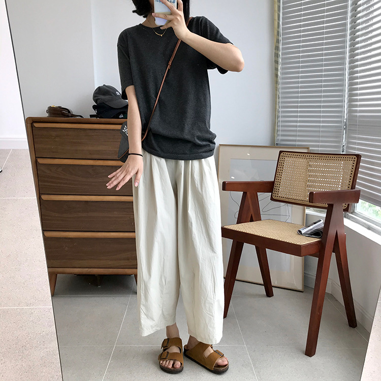 巨百搭轻薄透气酵洗棉小个子奶奶裤九分宽松显瘦休闲裤女夏季薄款详情38
