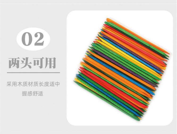 Bestsellers in foreign trade: 100 pieces per pack of nail art, colorful orange wood sticks, beauty wood sticks, dead skin push point drill, double-ended beech wood sticks pic 3
