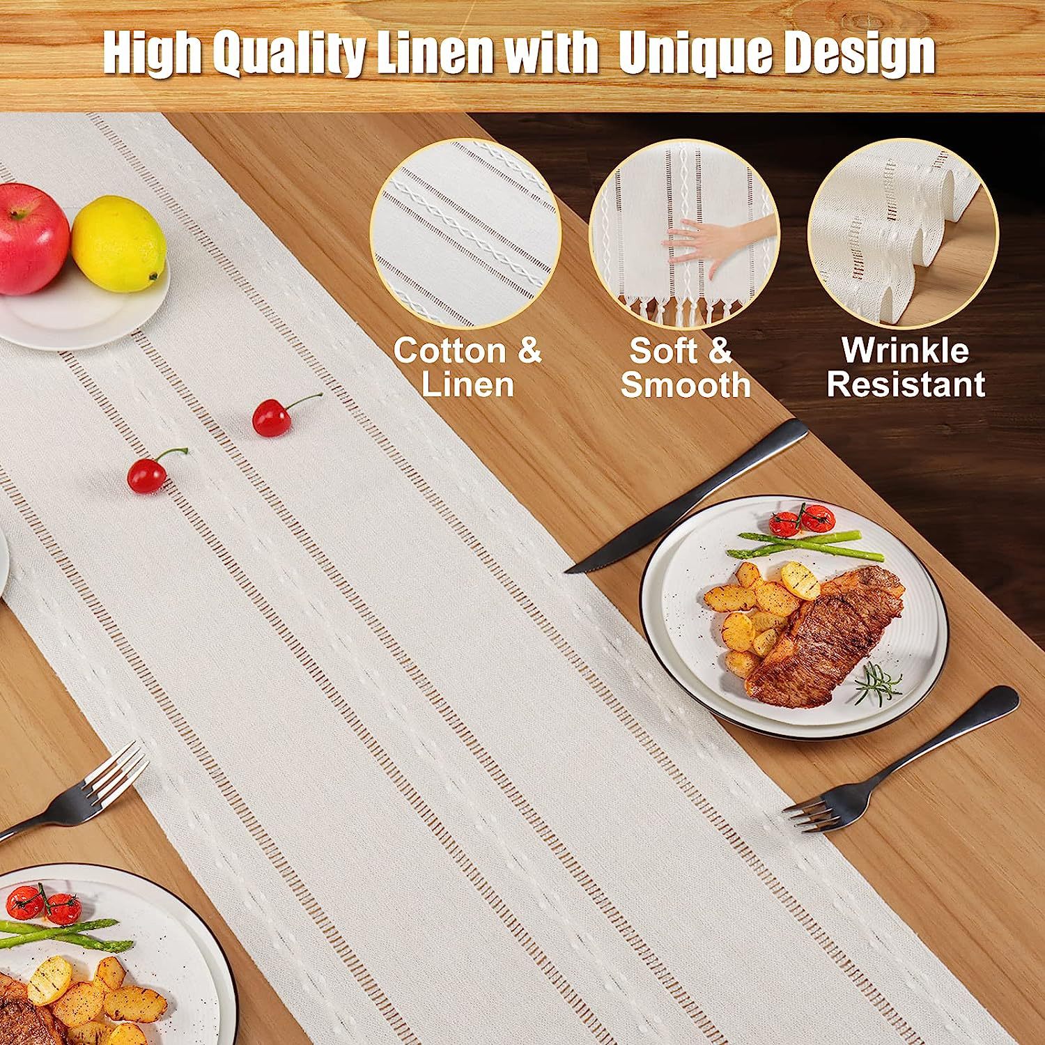 New cross-border Amazon handcrafted table flag, hollowed-out American country white tablecloth, dressing table scarf factory wholesale pic 3