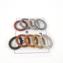 Cross-border solid-color crystal satin hair tie, elegant headwear, simple hair tie, hair accessory, small hair band, large fat intestine hair band pic 16