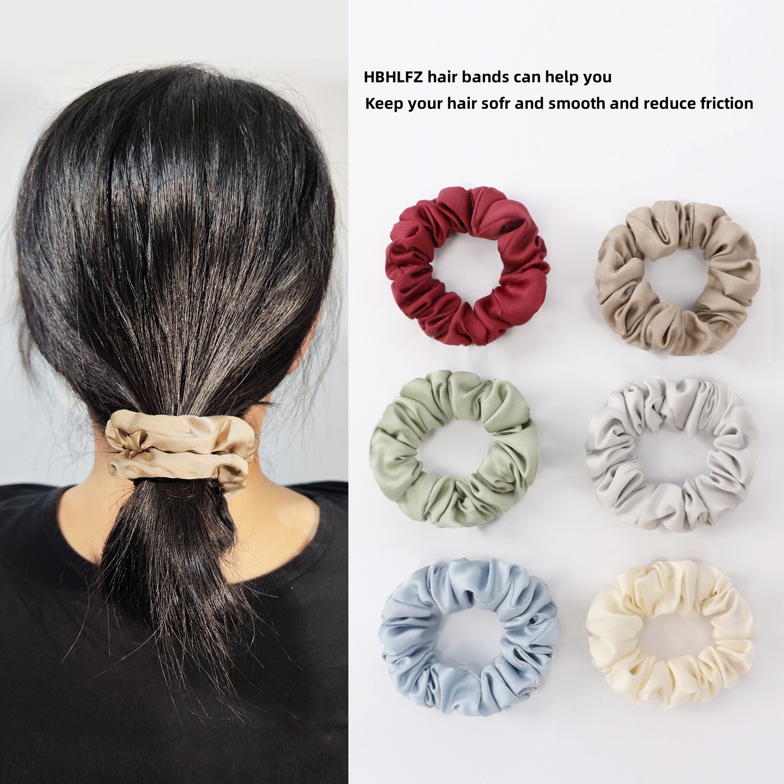 Satin French large intestine hair band, solid color hair band, hair tie, versatile hair accessory for ladies, can be tied into a ponytail large intestine hair band pic 6