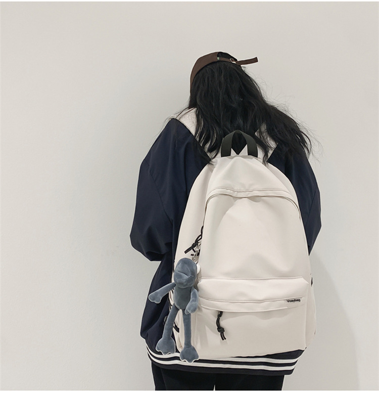 A large-capacity, ins, trendy and cool, canvas, simple grey backpack for boys in junior high school, senior high school and college pic 18