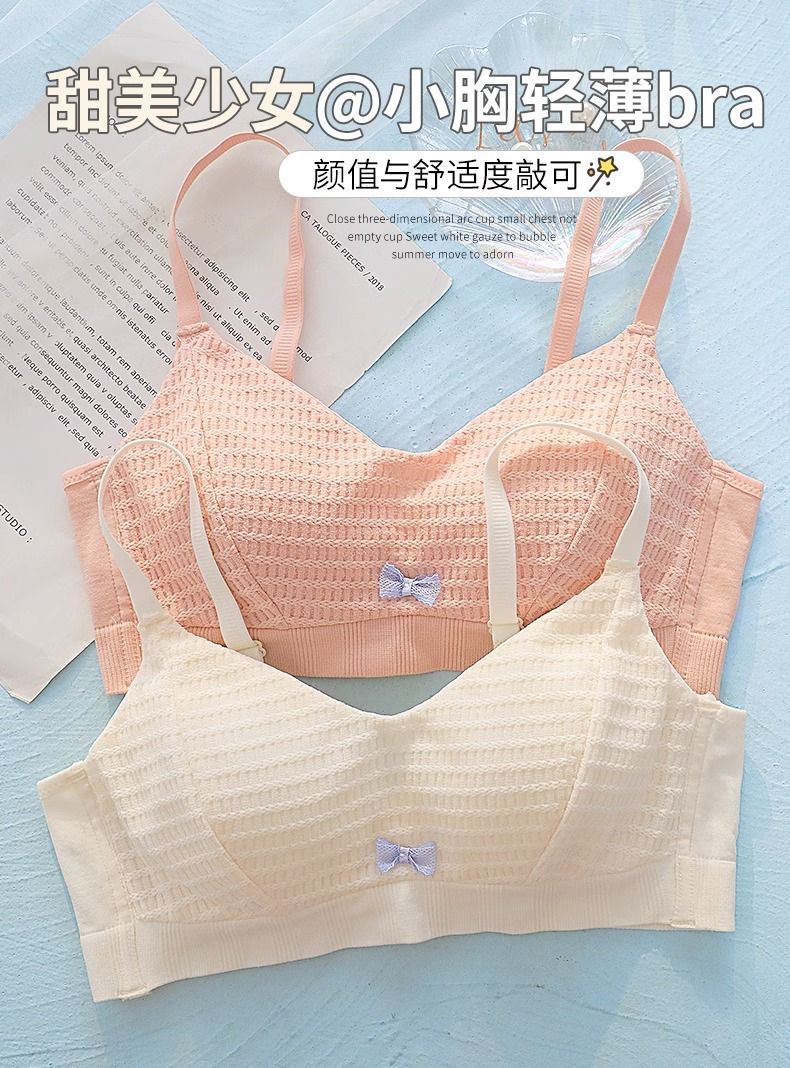 舒适内衣女小胸聚拢胸罩收副乳防下垂夏季薄款少女学生无钢圈文胸详情1