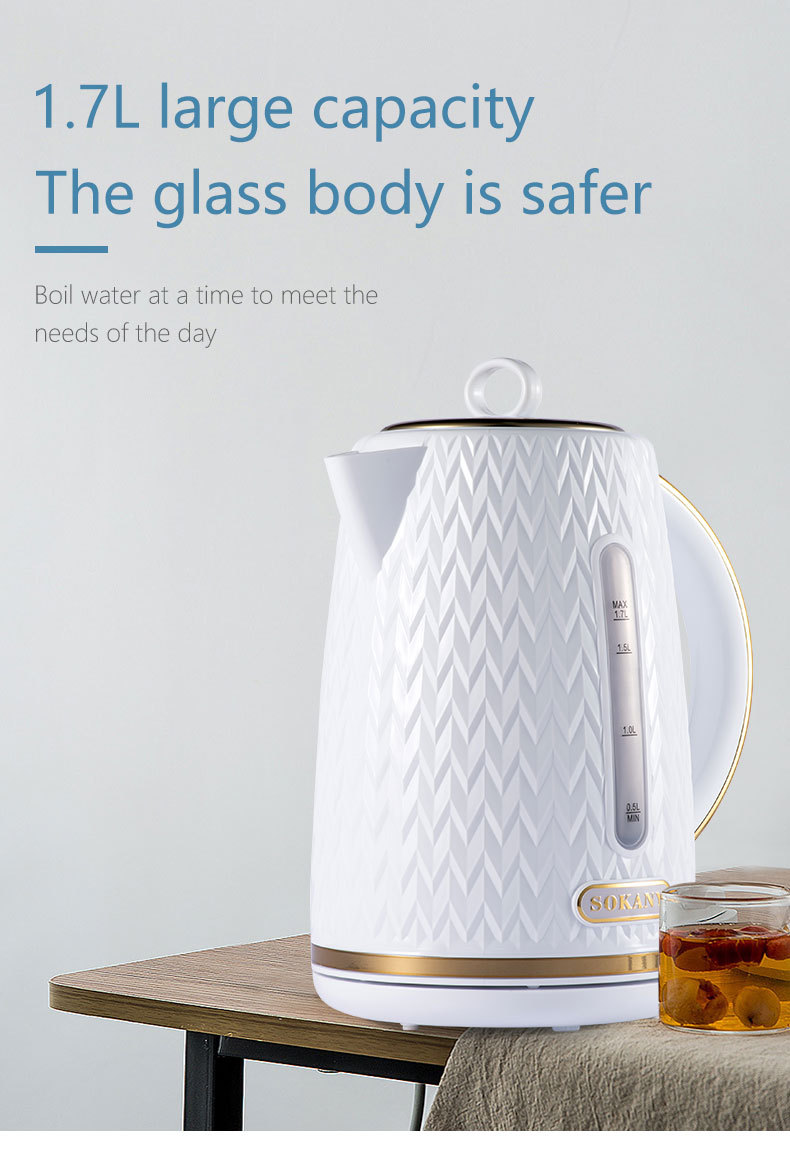 Cross-border SOKANY1044 water kettle for quick water boiling, heat preservation and rapid heating. It is a high-end white water kettle pic 5