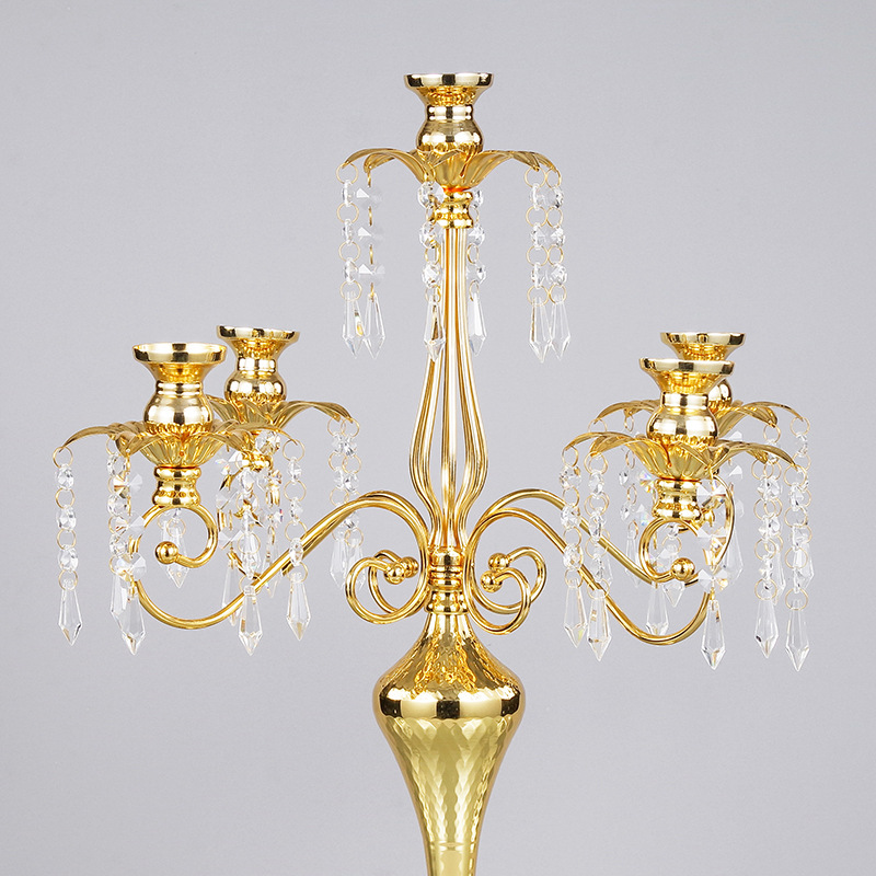 Metal European-style five-headed candlestick, creative and romantic dining banquet, wedding candlestick, dining table, entrance hall, home decoration item pic 4
