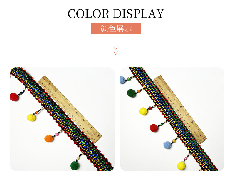 Ethnic DIIY wooden beads strung with rice beads, handcrafted lace scarf accessories, home textile decorative edge pic 14