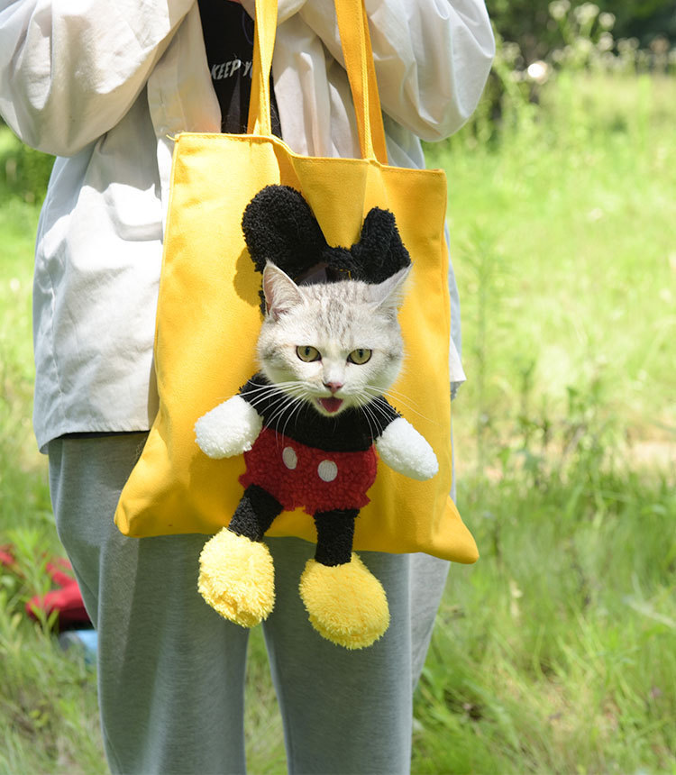Pet bags, portable single-shoulder cat bags, large-space breathable exposed cartoon bags, tote bags, pet canvas bags pic 11