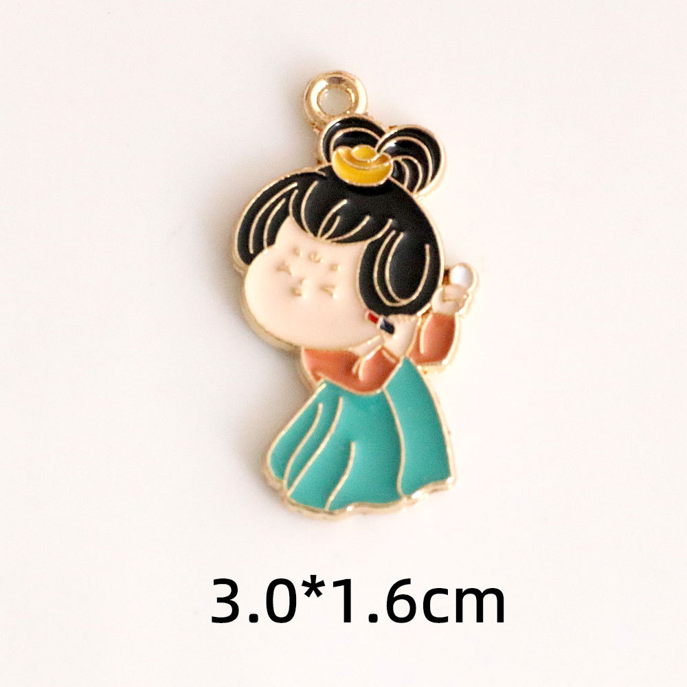 西安旅游纪念古风唐朝贵妃仕女卡通滴油合金diy饰品配件挂件吊坠详情9