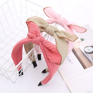 欧美纯色手工编织麻花头箍 亚马逊潮流单色辫子头扣 洗脸压发发饰详情1