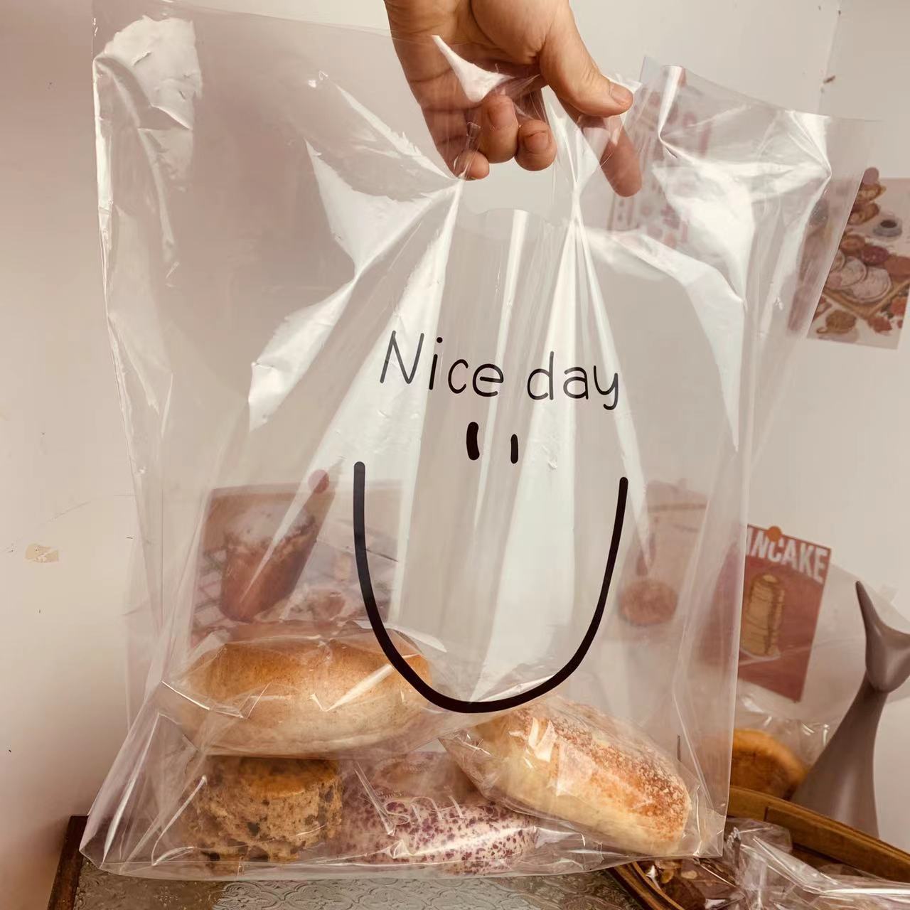 For the Dragon Boat Festival, baking, bakery, takeout bags, plastic bags, cake boxes, packing bags, desserts, fruits, transparent hand-held bags pic 10