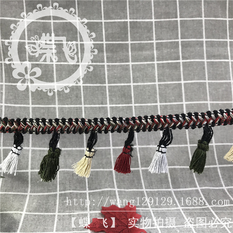 民族风蜈蚣边彩色流苏扫把花边DIY帽子围巾窗帘服装辅料花边现货织带详情21