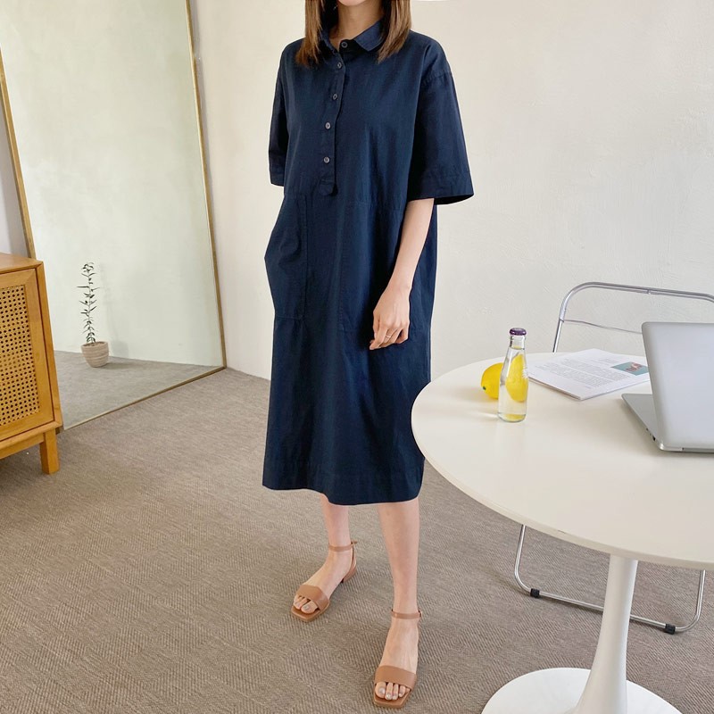 Best-selling 2022 Korean Spring/Summer thin solid color pullover fashionable and elegant commuter dress for women TH pic 6