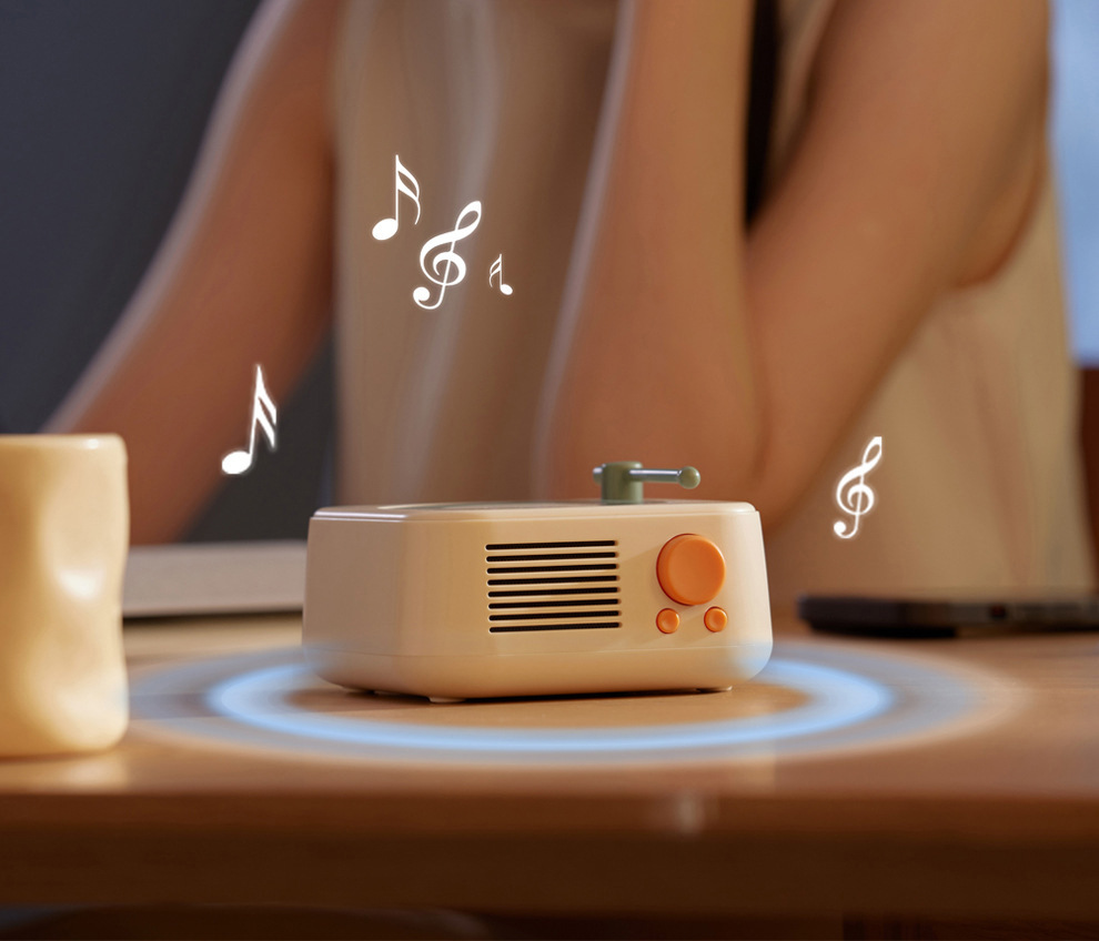 Retro Bluetooth speaker, small mini portable audio system, custom logo, home desktop decoration, high-end audio system pic 6