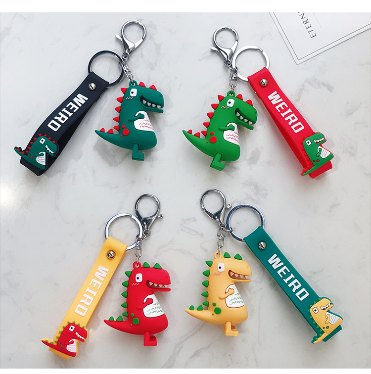 Wholesale of trendy new silicone dinosaur keychains, cute female cartoon figurines, couple key chains, bags, pendants and gifts pic 14