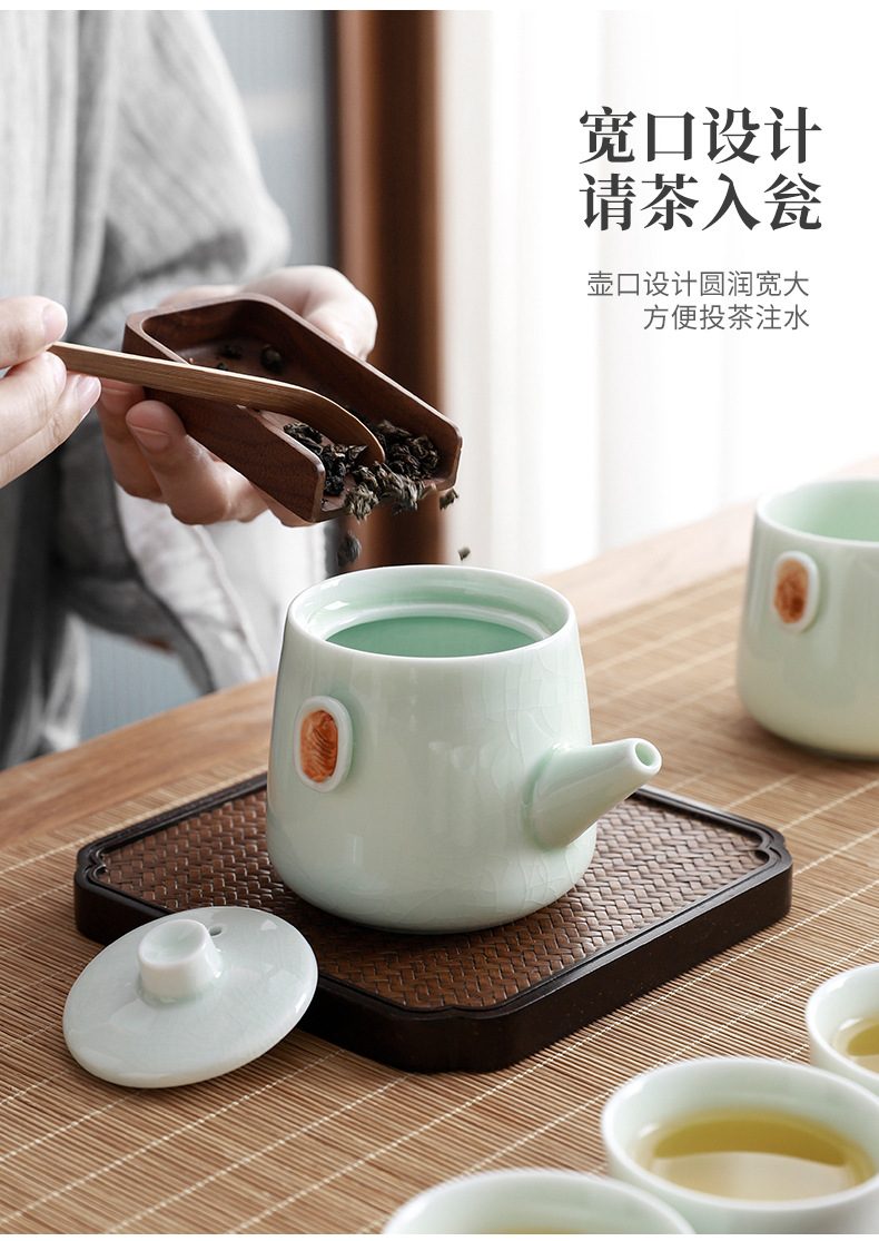 Ge Yao tea set, home ceramic teapot, Chinese tea cup, portable travel tea set, high-end business gift pic 14