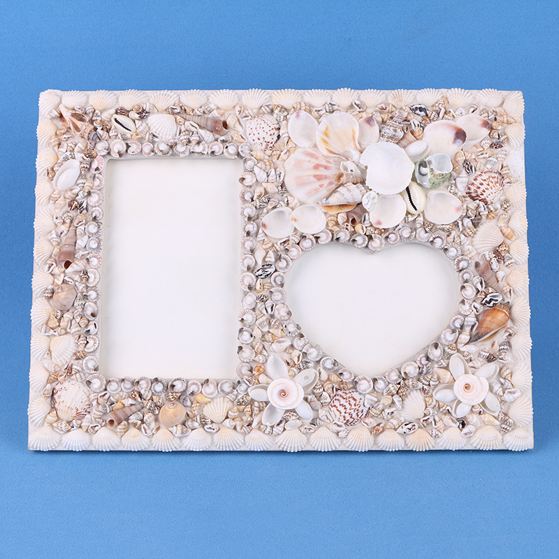 丽飞工艺奢华相框大自然贝壳像框架 多彩海螺浪漫婚妙照相框海洋风格 批详情10