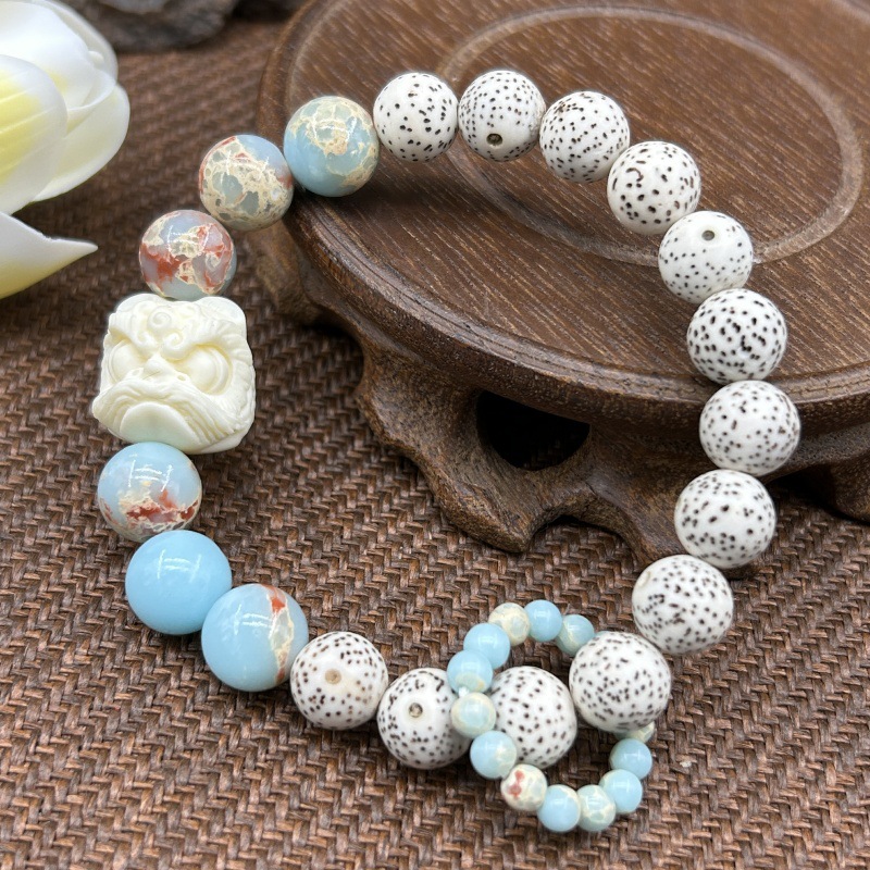 新中式星月菩提手串男女款寿山石度母配饰星月菩提根文玩佛珠手链详情3