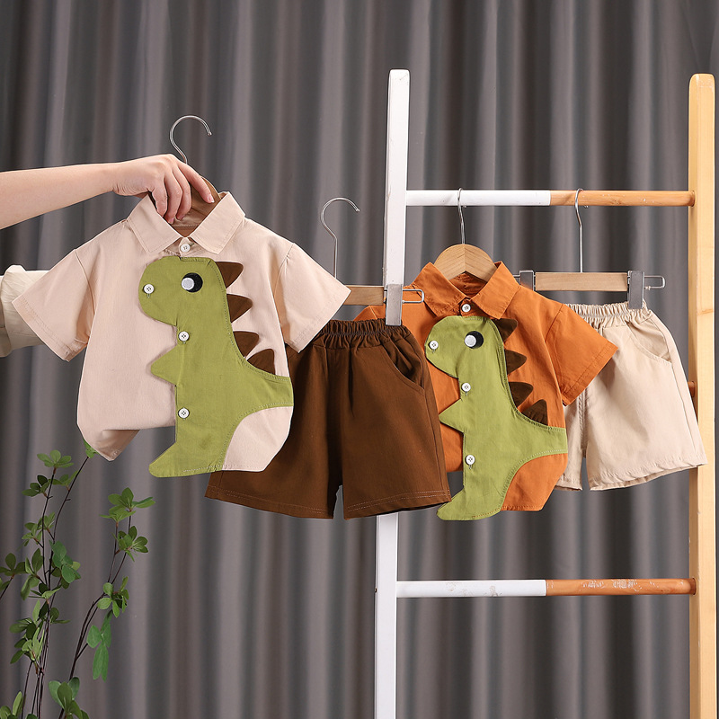 男童夏季短袖衬衫套装1-5岁男宝宝新款卡通开衫女童夏装儿童衣服详情1