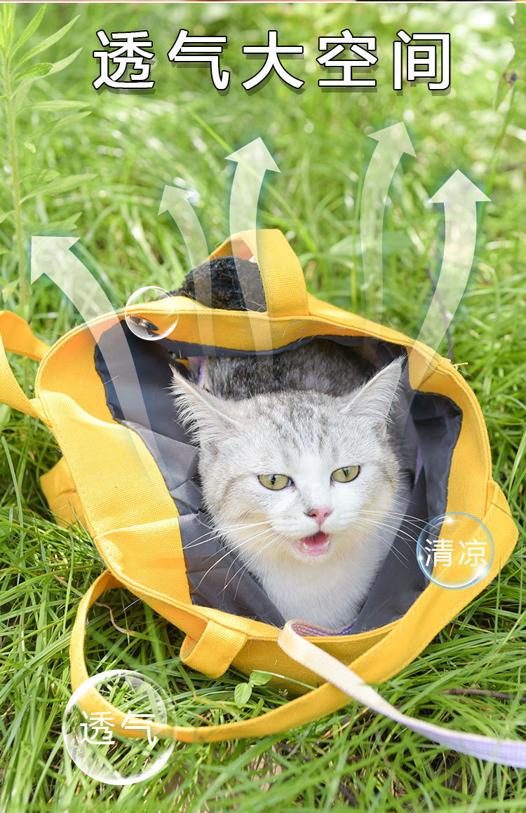 Pet bags, portable single-shoulder cat bags, large-space breathable exposed cartoon bags, tote bags, pet canvas bags pic 8