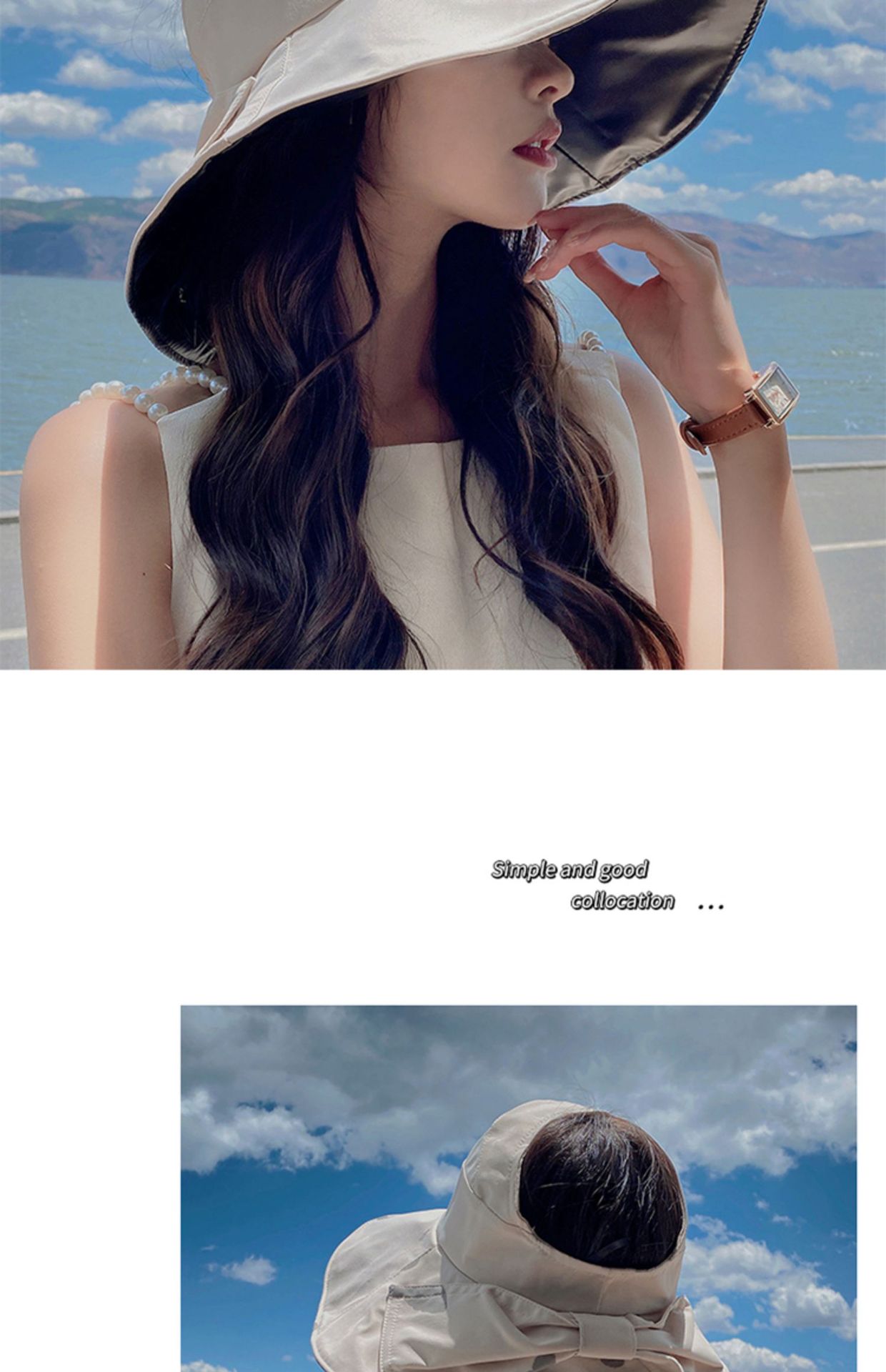 帽子女夏防晒空顶帽大沿韩版太阳帽百搭时尚蝴蝶结遮脸遮阳渔夫帽详情21