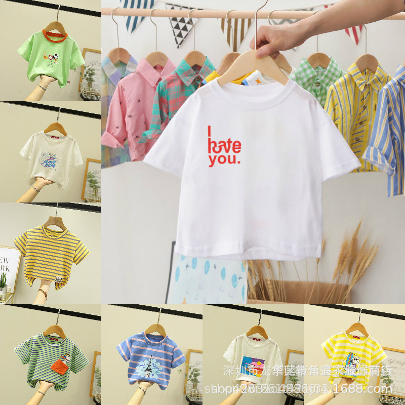 Summer Korean short-sleeved T-shirts for small and medium-sized children are being cleared out for export to Southeast Asia pic 17