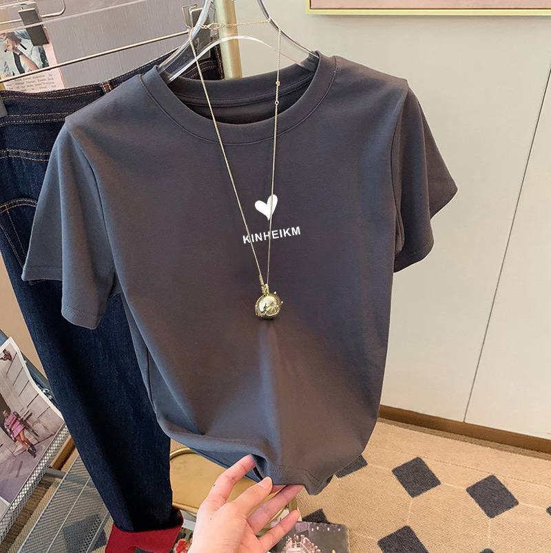 圆领短袖T恤女2025夏季新款精梳棉时尚百搭洋气减龄宽松显瘦ins潮详情30