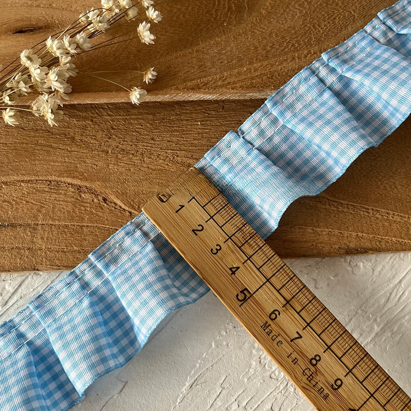 Blue high-end lace trim, hand-decorated skirt hem, garment accessories, pleated, ruffled, wide pic 7