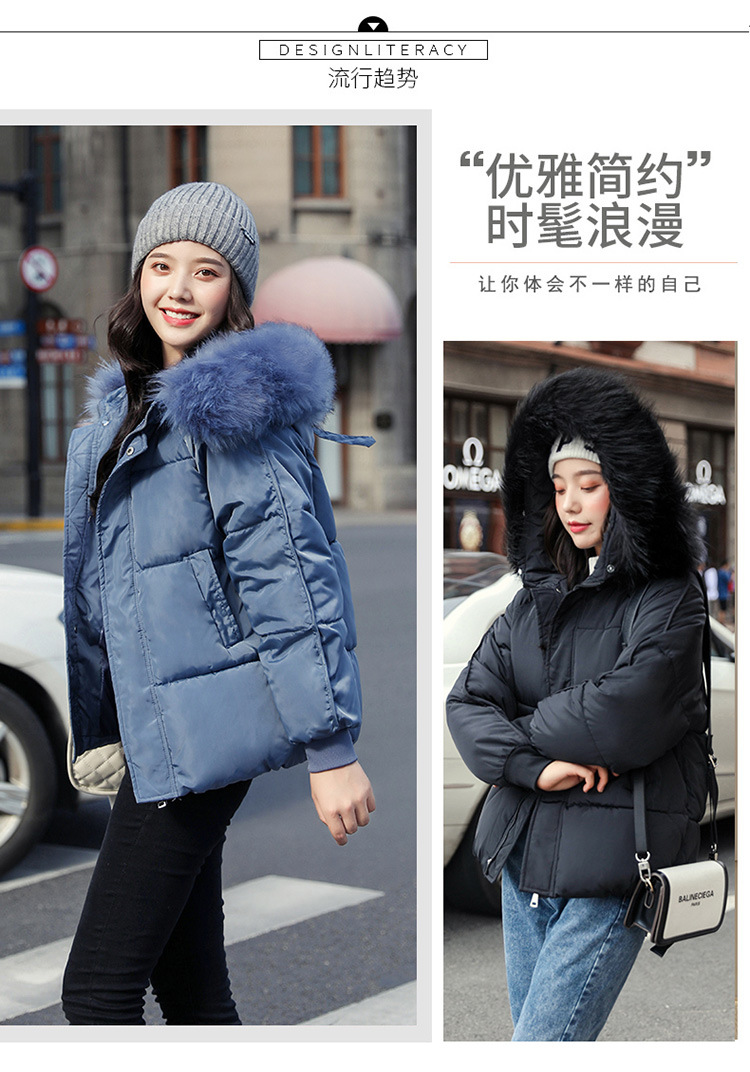 New winter cotton-padded jacket, thickened cotton-padded jacket, down cotton-padded jacket for women, short Korean-style fitted hooded bread jacket pic 3
