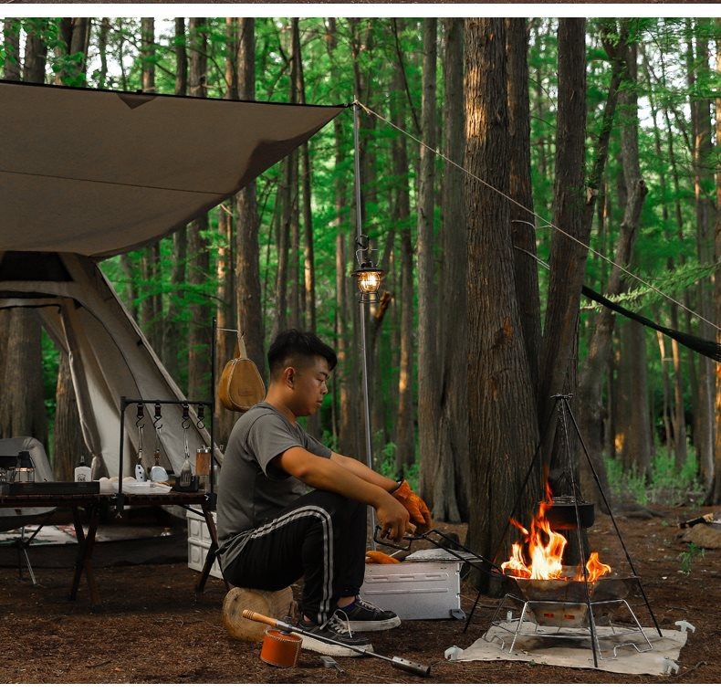 Outdoor camping pot, campfire tripod, portable pot stand, three-section campfire tripod, aluminum alloy stand pic 21