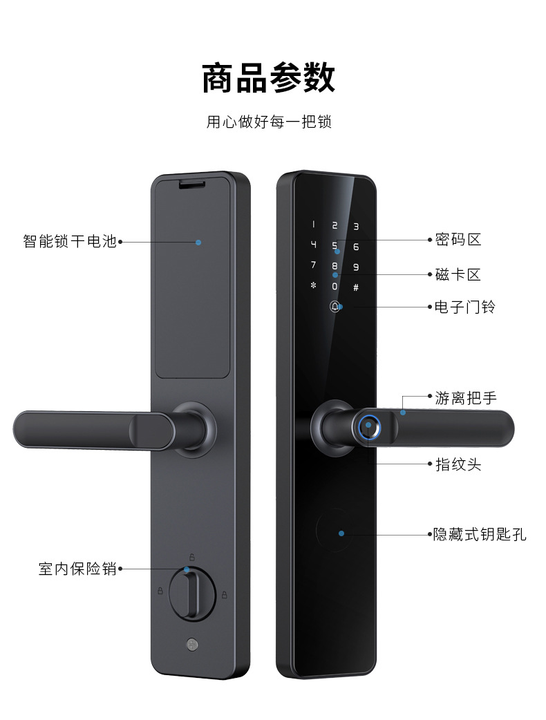 厂家批发一握开指纹锁家用防盗门锁电子密码锁工程锁智能门锁公寓详情18