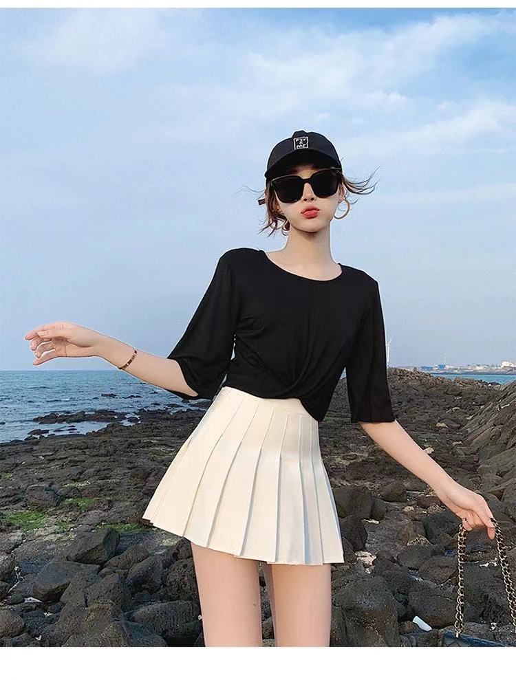 Pleated skirt 2023 new large-sized half skirt for women, JK skirt for spring and summer, all-roundable for chubby girls, high-waisted short skirt, A-line skirt pic 17