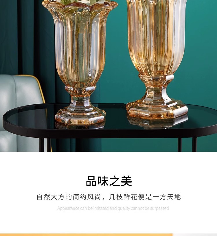 北欧ins高颜值罗马高脚风灯透明玻璃花瓶水养鲜花插花器餐桌摆件详情26