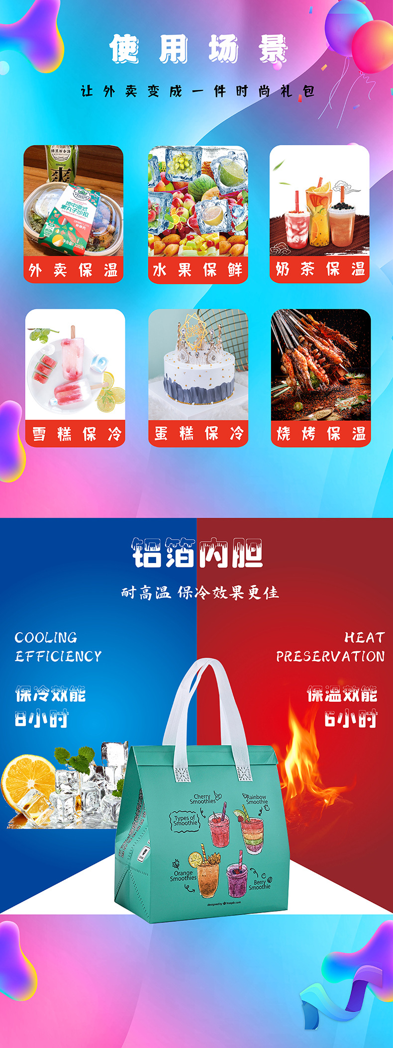 Wholesale and customization of non-woven fabric insulated bags, milk tea takeout packaging bags, catering bags, laminated non-woven fabric bags, handbags pic 7