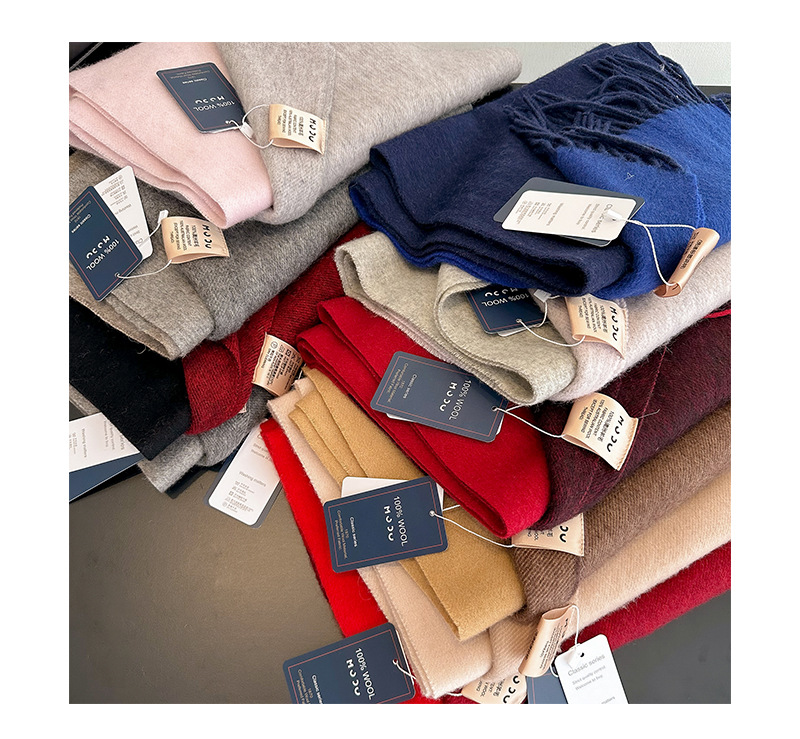 2023流苏拼色羊毛围巾双面披肩两用情侣外搭保暖围脖冬详情12