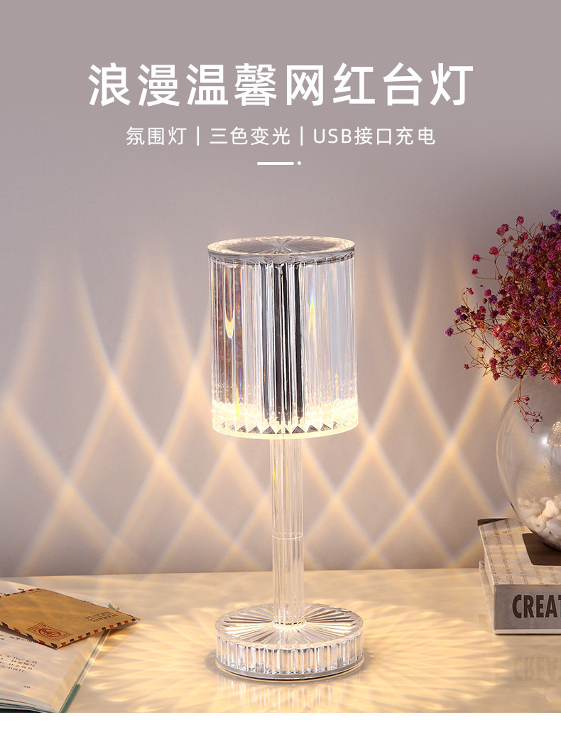 Cross-border Gatsby crystal table lamp, Spanish ambient light, hotel diamond romantic and warm led display piece pic 1