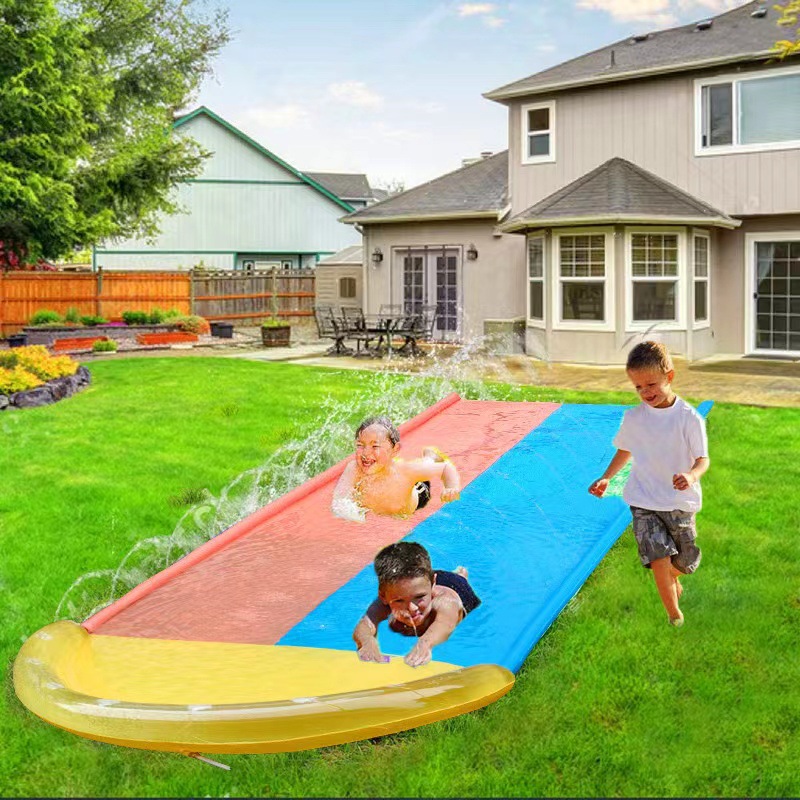 Cross-border exclusive family interactive toys, courtyard lawn water slides, home amusement parks, double water slides pic 2
