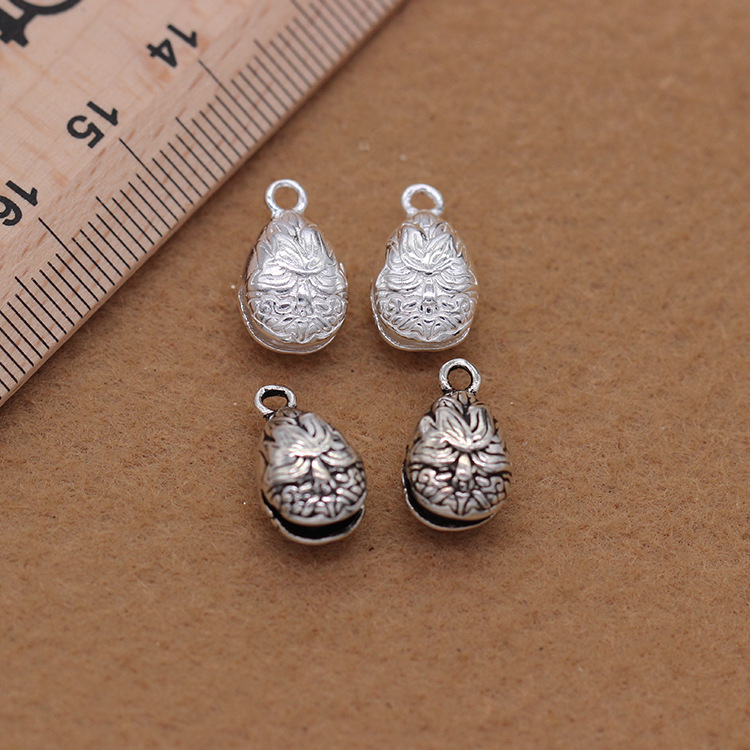 2021diyS925素银莲花木鱼铃铛挂件Diy佛珠水晶泰银配件批发详情10
