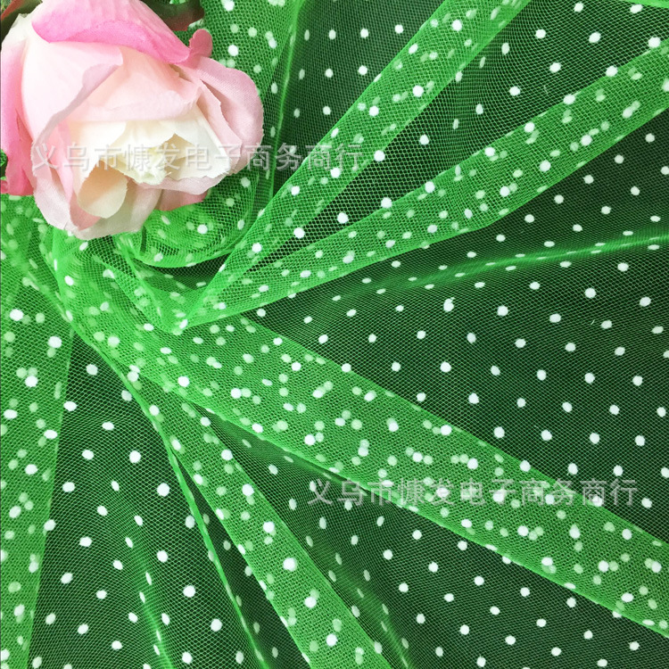 Medium-hard diamond-shaped white dot flocking black dot American mesh fabric, DIY puffy skirt, tulle and headwear, polka dot fabric pic 10