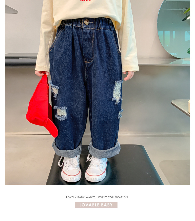 女童秋款针织开衫2023秋季新款中小童宝宝洋气毛衣t恤牛仔三件套详情20