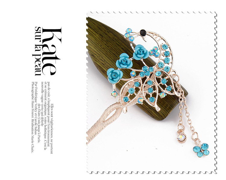 复古流苏头饰玫瑰花镶钻发簪 时尚清新步摇簪子发饰厂家主营详情29