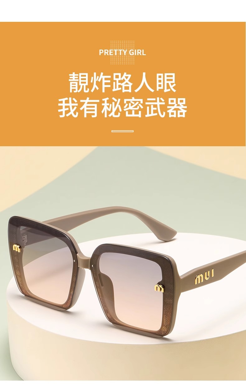 韩版大框黑色圆脸大脸防紫外线遮阳墨镜女潮气质高级感防晒太阳镜详情8