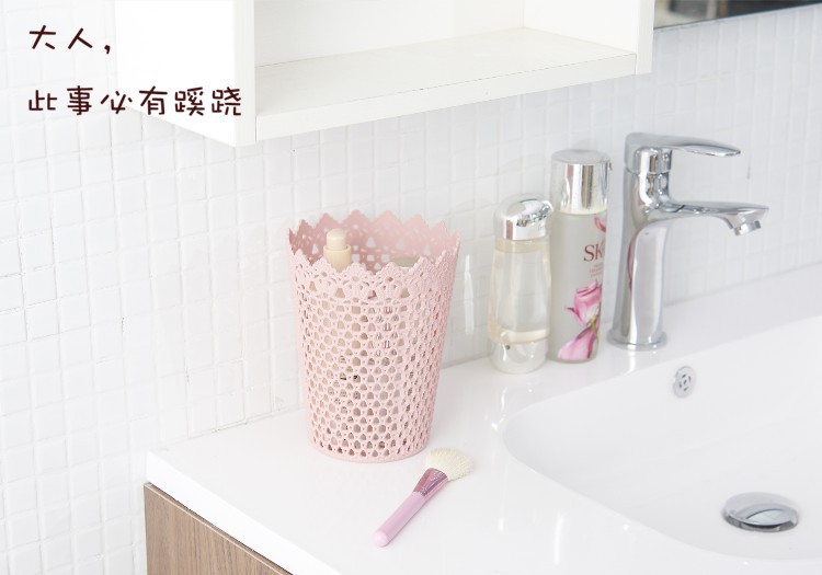 Desktop bucket storage basket storage frame, hollowed-out rattan woven paper basket storage bucket pic 6