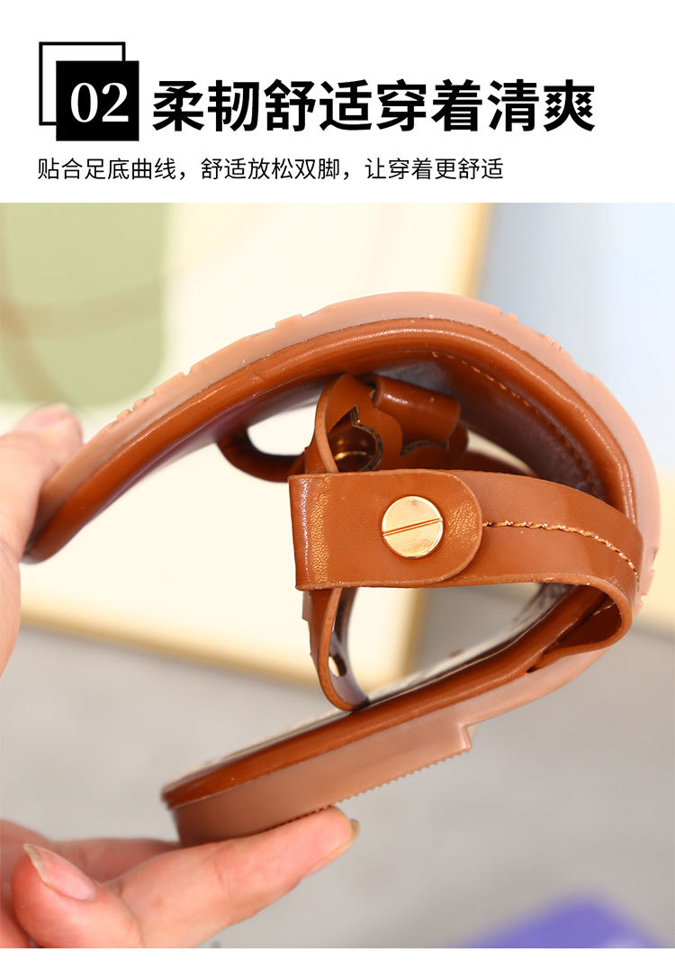 TB皮革人字拖鞋女鞋夏季美国大牌时尚女士凉拖鞋slippers欧美跨境详情11