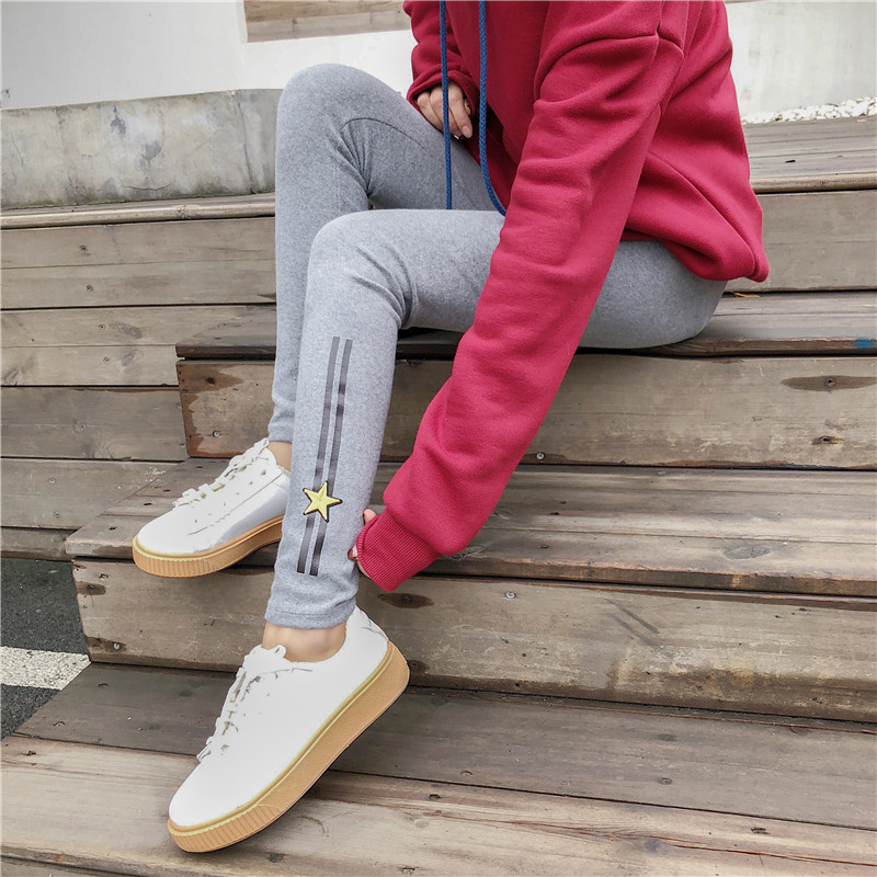 Spring new Korean-style side-striped five-star printed slimming nine-inch skinny pants pic 16